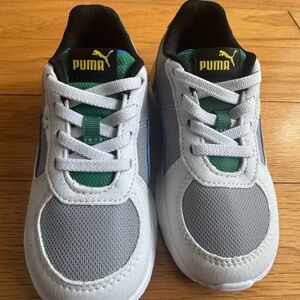 PUMA Kids Gray and Green Sneakers